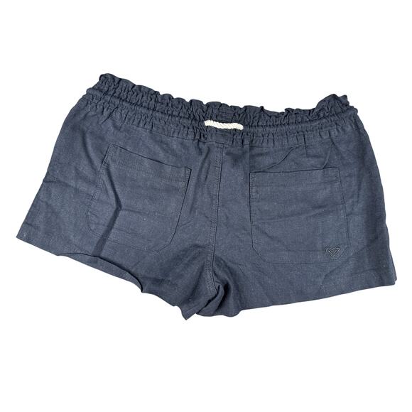 Roxy Oceanside Linen Shorts Elastic Waist Drawstring Pockets Womens Size Large - Picture 3 of 4